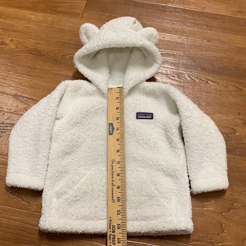 Patagonia White Sherpa Fleece Hoodie with Bear Ears